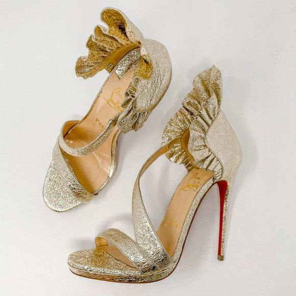 Christian Louboutin Gold Heels - Picture 3 of 16